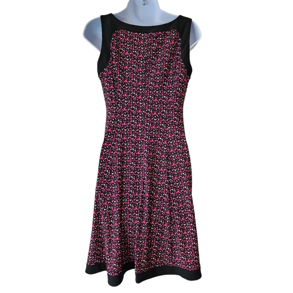 Chaps Sleeveless Animal Print Midi Dress Pink & Black Women’s Size Small - Image 3