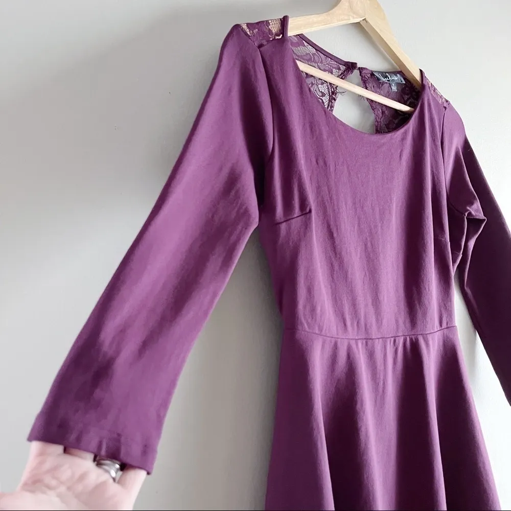 Lulu’s • Felicity Plum‎ Purple Backless Lace Skater Mini Dress, Size Small - Image 8