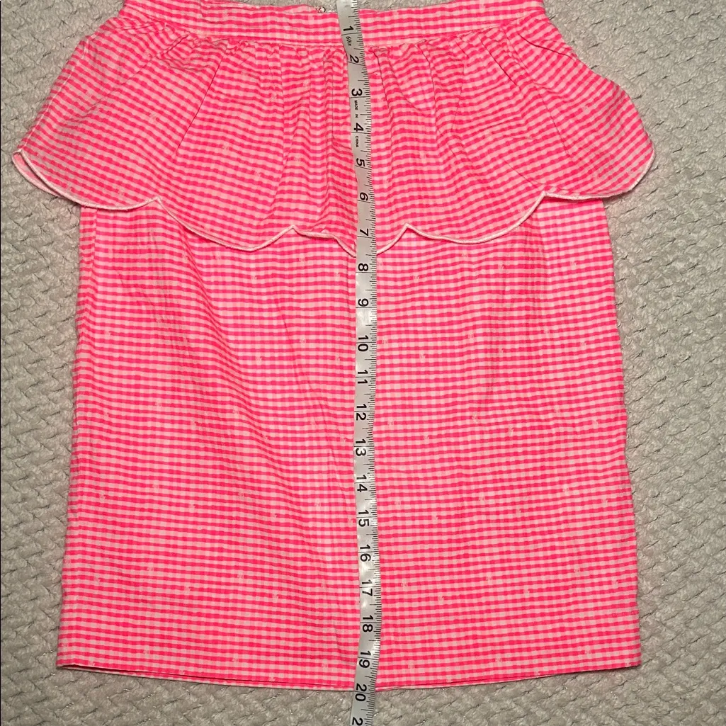 Lilly Pulitzer Pink Checkered Pencil Skirt with Peplum Trim - Image 6