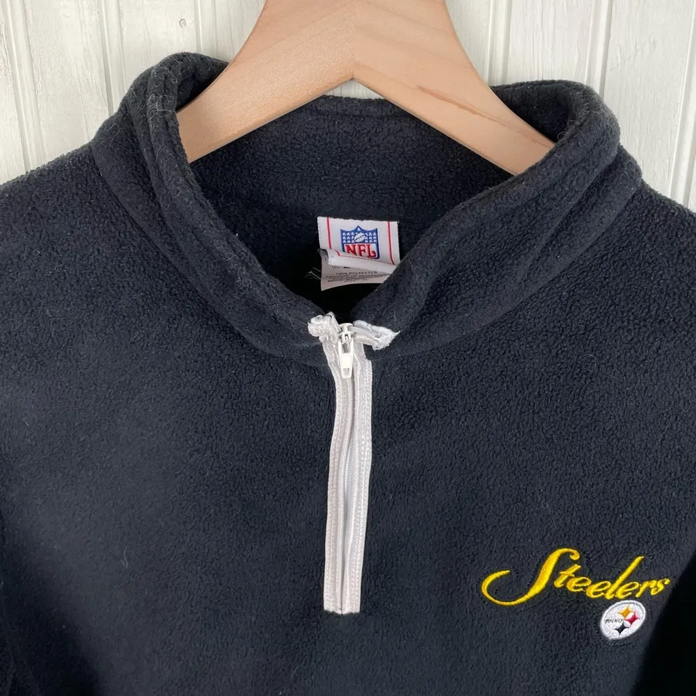 Vintage Y2K 2000s NFL For Her Pittsburgh Steelers Black Fleece Pullover Size XL - Image 3