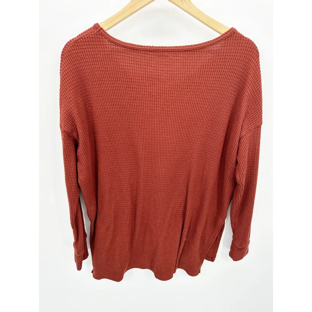 American Eagle AEO Rust Red Long Sleeve Thermal Shirt Women's Size Small S - Image 2