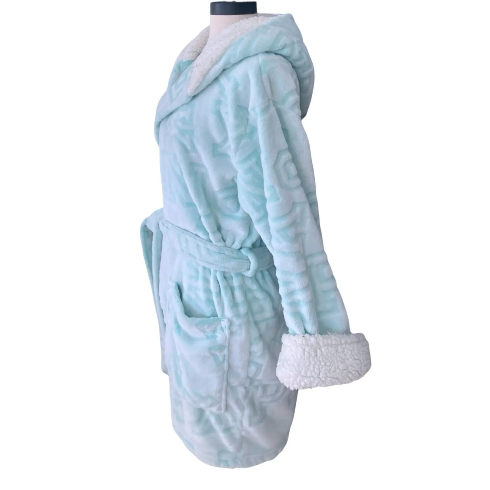 Victoria's Secret Pink The Cozy Soft Short Sherpa Robe Green Aqua M/L Soft Girl - Image 2