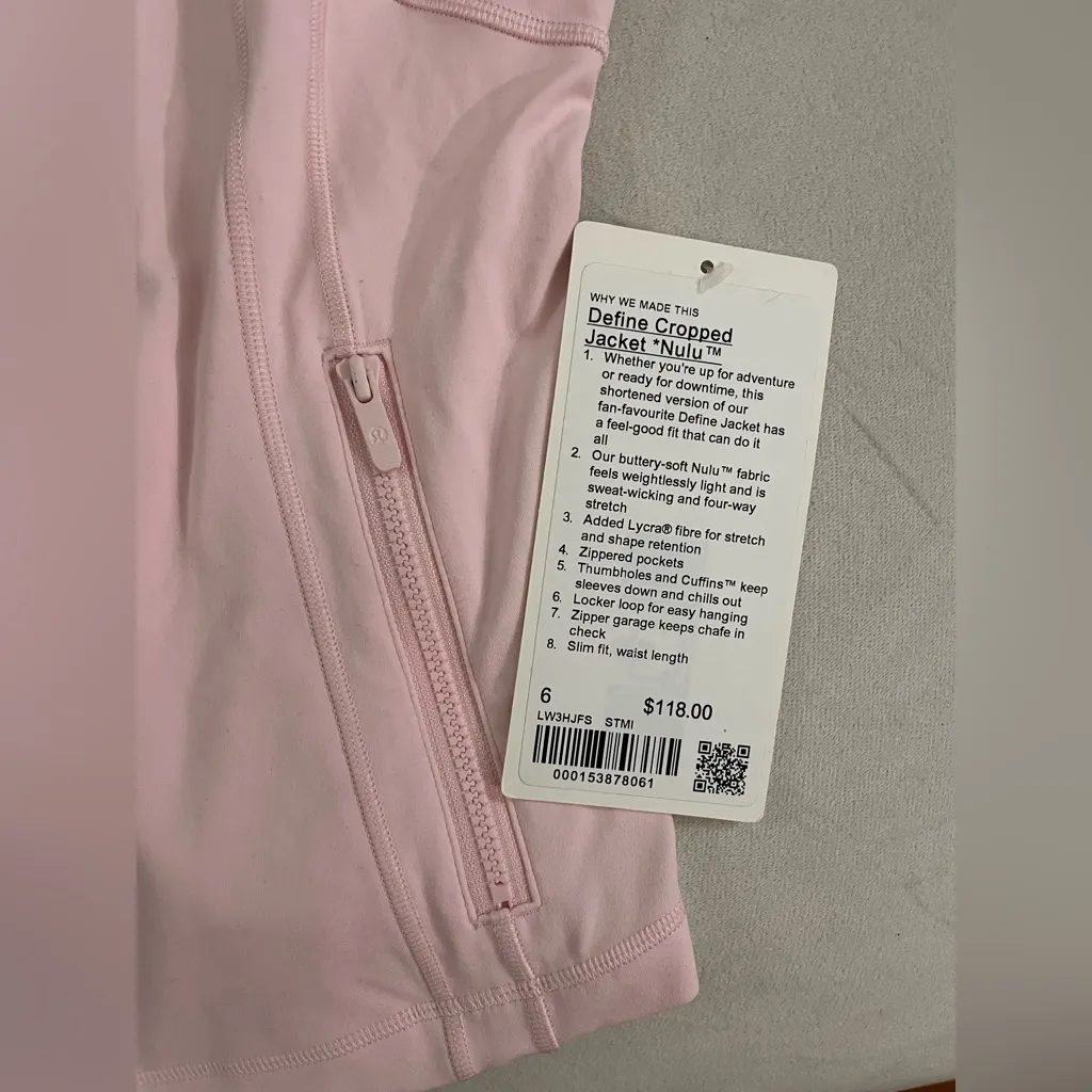 Lululemon NWT Define Cropped Jacket Nulu Strawberry Milkshake Size 6 - Image 11