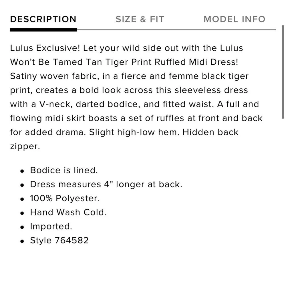 NEW Lulus Dress Tan, Black Zebra Print Ruffled Sleeveless Satin Midi Women’s S - Image 8