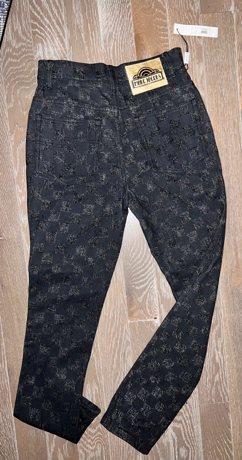 High Waist Checkered Mom Jeans - Image 3