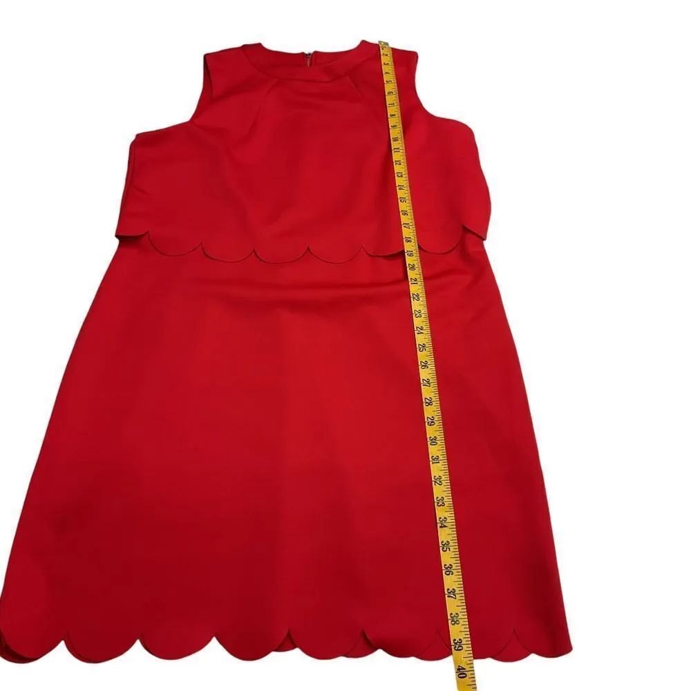 Anthropologie ELOQUII Women's Red Scalloped Overlay Dress Plus Size 16‎ Stretch - Image 12