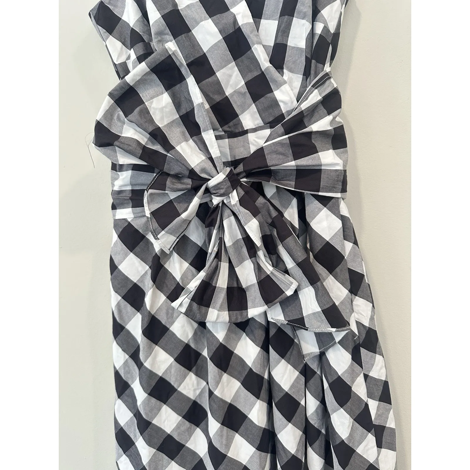 JCREW BLACK GINGHAM POPLIN RUFFLE MIDI DRESS SIZE 0 NWT - Image 9