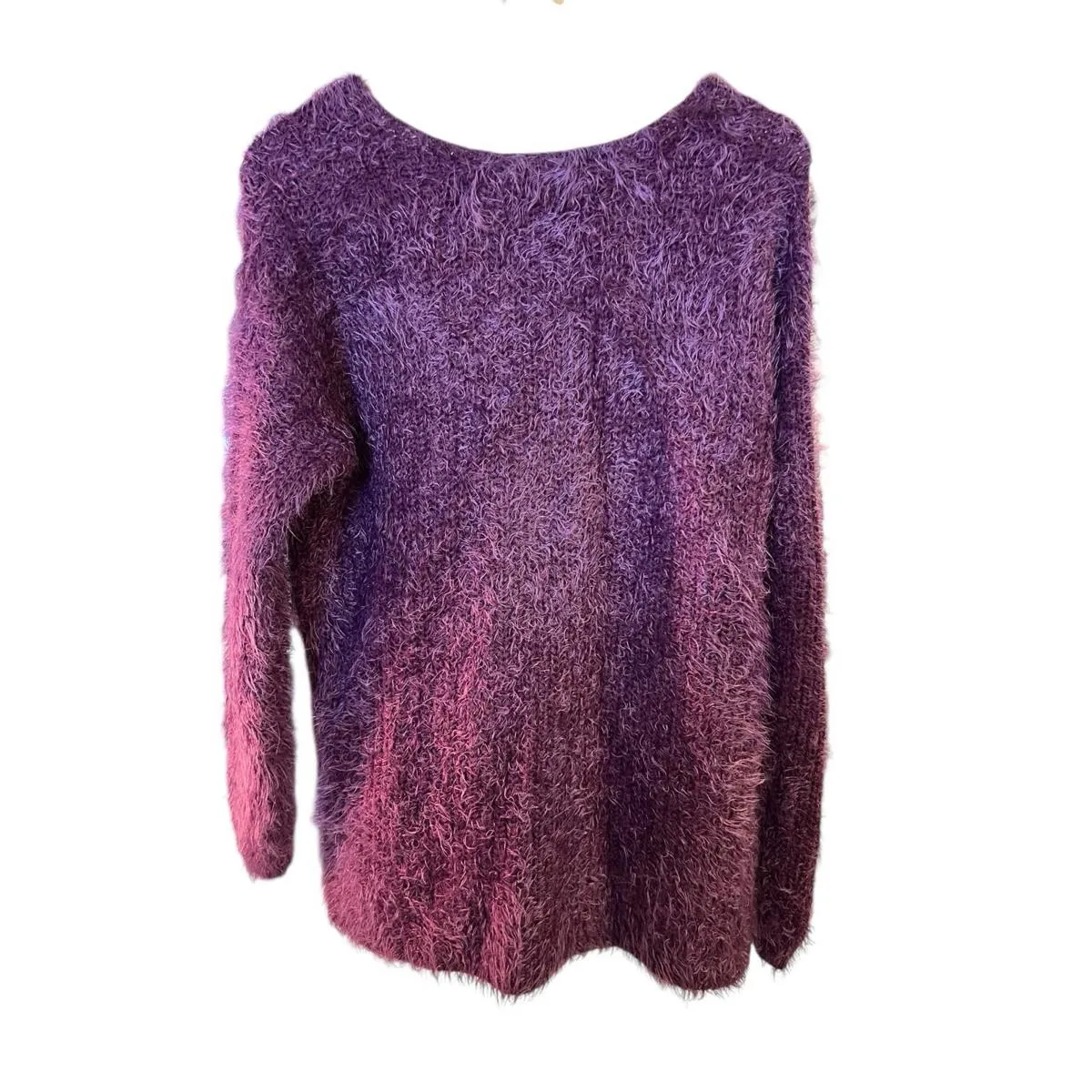 Bar III Purple Round Neck Shaggy Long Sleeved Sweater Women’s Size Medium - Image 2