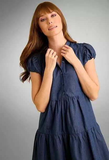 Denim Babydoll Dress London Times - Image 3