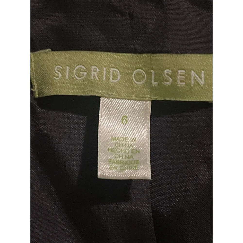 Sigrid Olsen  Jacket Blazer Silk Blend Lined Beaded Brown 6 - Image 2