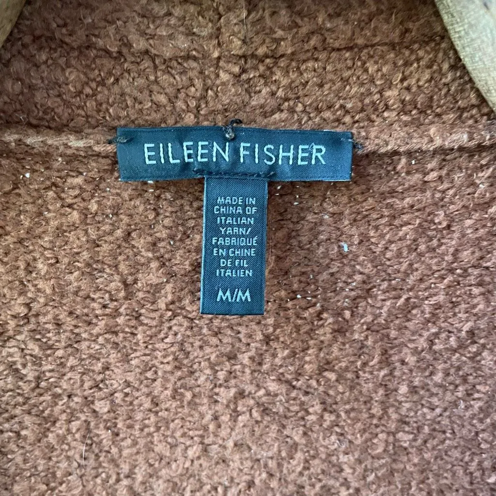 Eileen Fisher Copper Brown Longline Cardigan Pockets Organic Cotton Blend M - Image 5