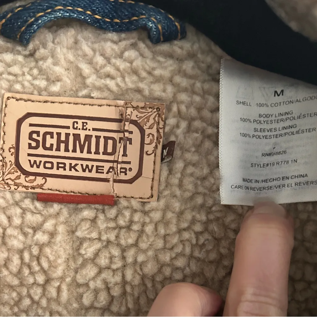 Vintage C.E. Schmidt Workwear Denim jacket w Sherpa Blue Size M - Image 3