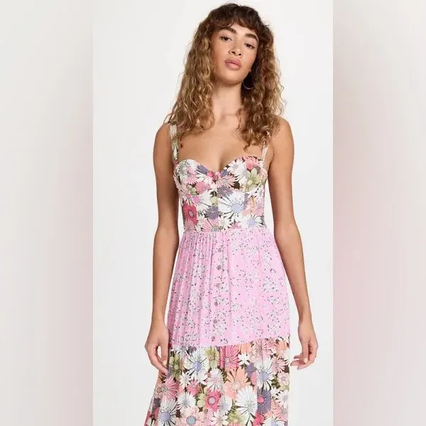 Agua Bendita Alani Maxi Dress in Bloom Floral Patchwork Size S NWT - Image 2