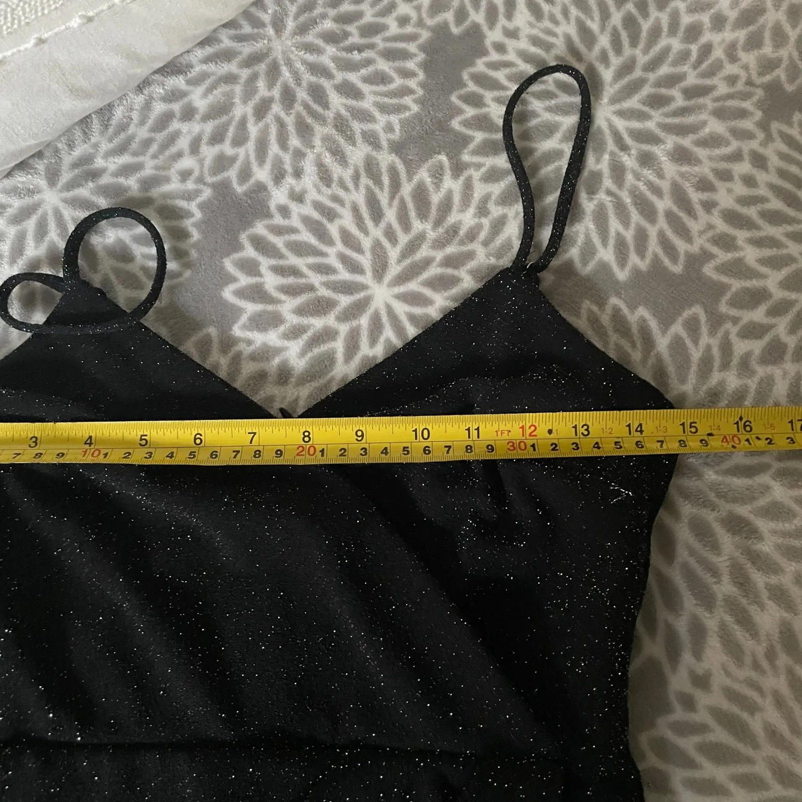 Altar'd‎ State Glitter Tulip Mini Dress Small Black VNeck Party Event Sparkly - Image 6