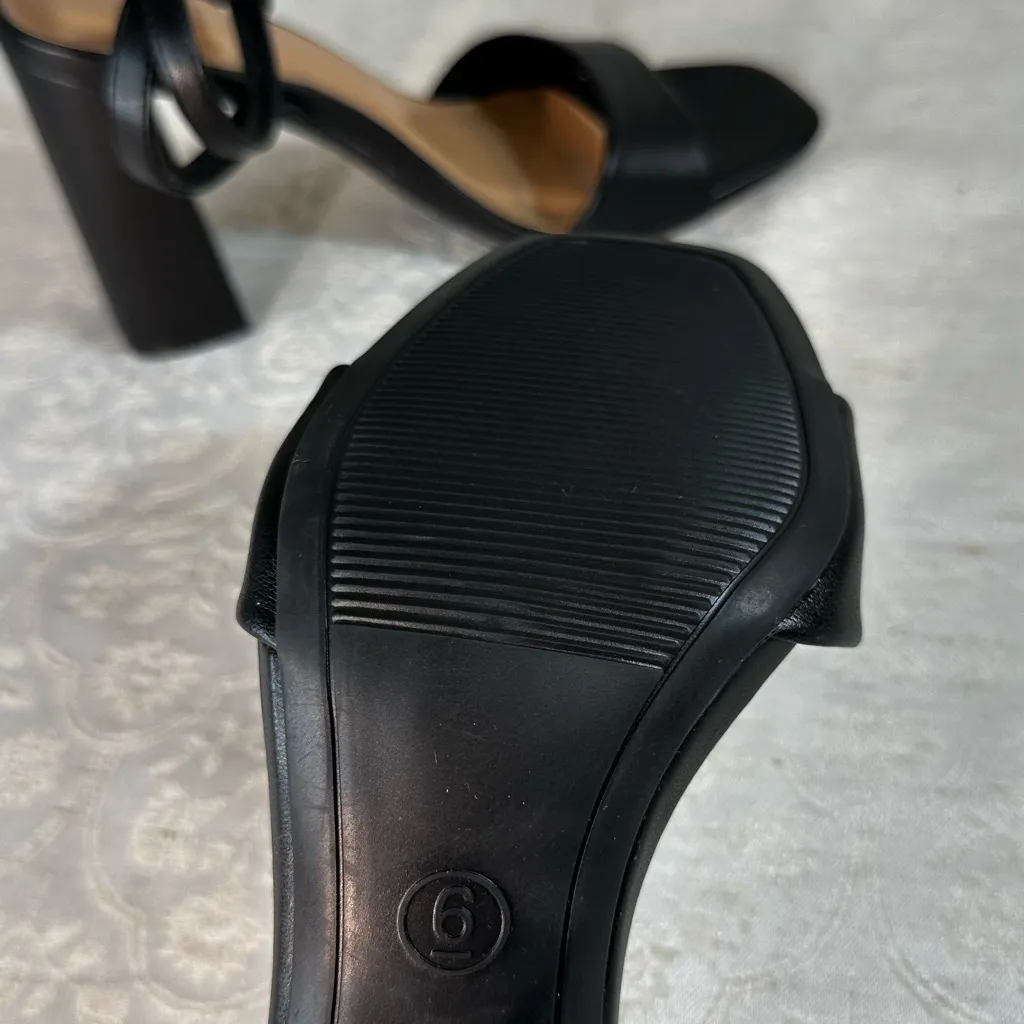 A New Day Black Haley Ankle Strap Flare Heels  Size 6 - Image 8