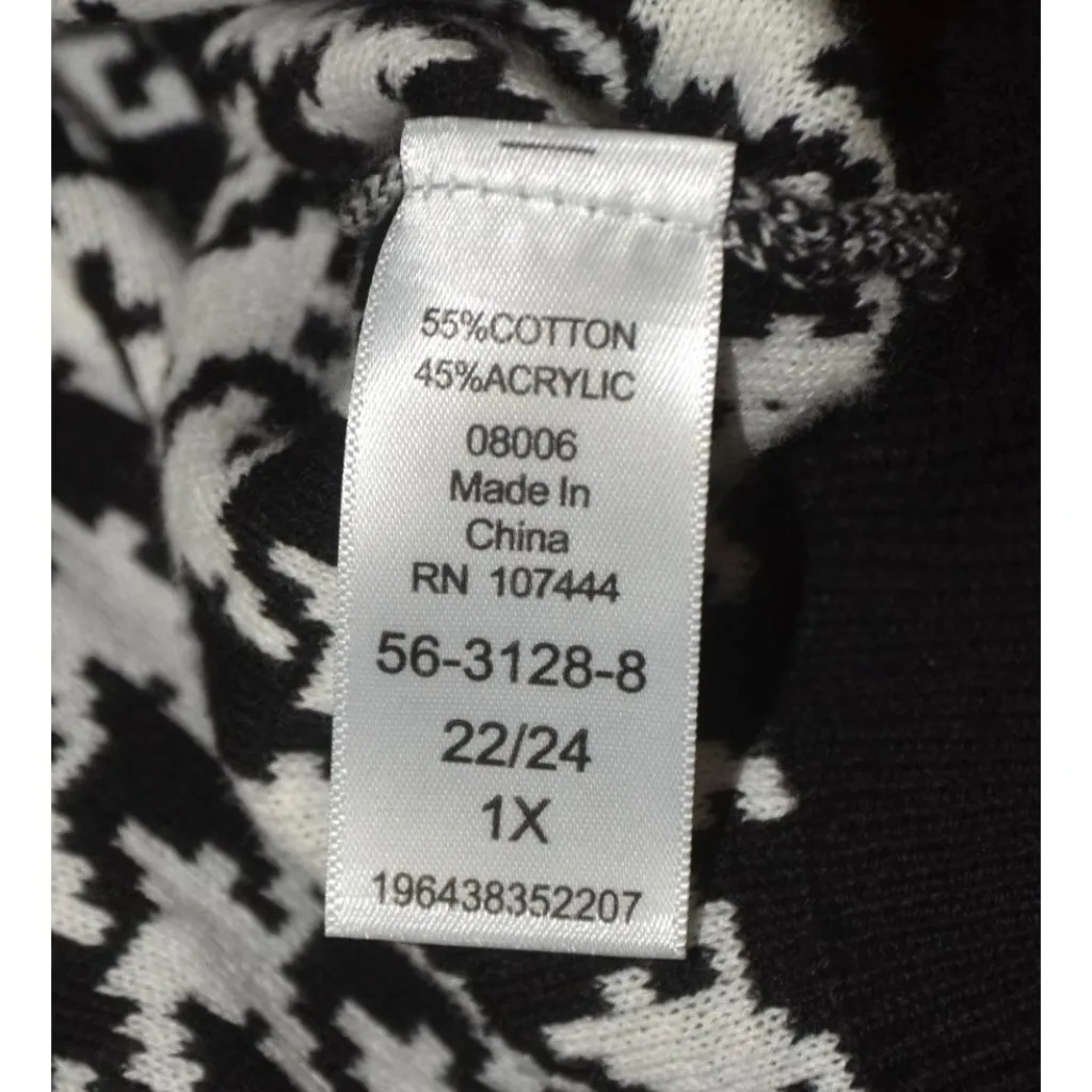 Jessica London Retro Womens Houndstooth Cardigan Sweater Plus Size 1X 22W Career - Image 8