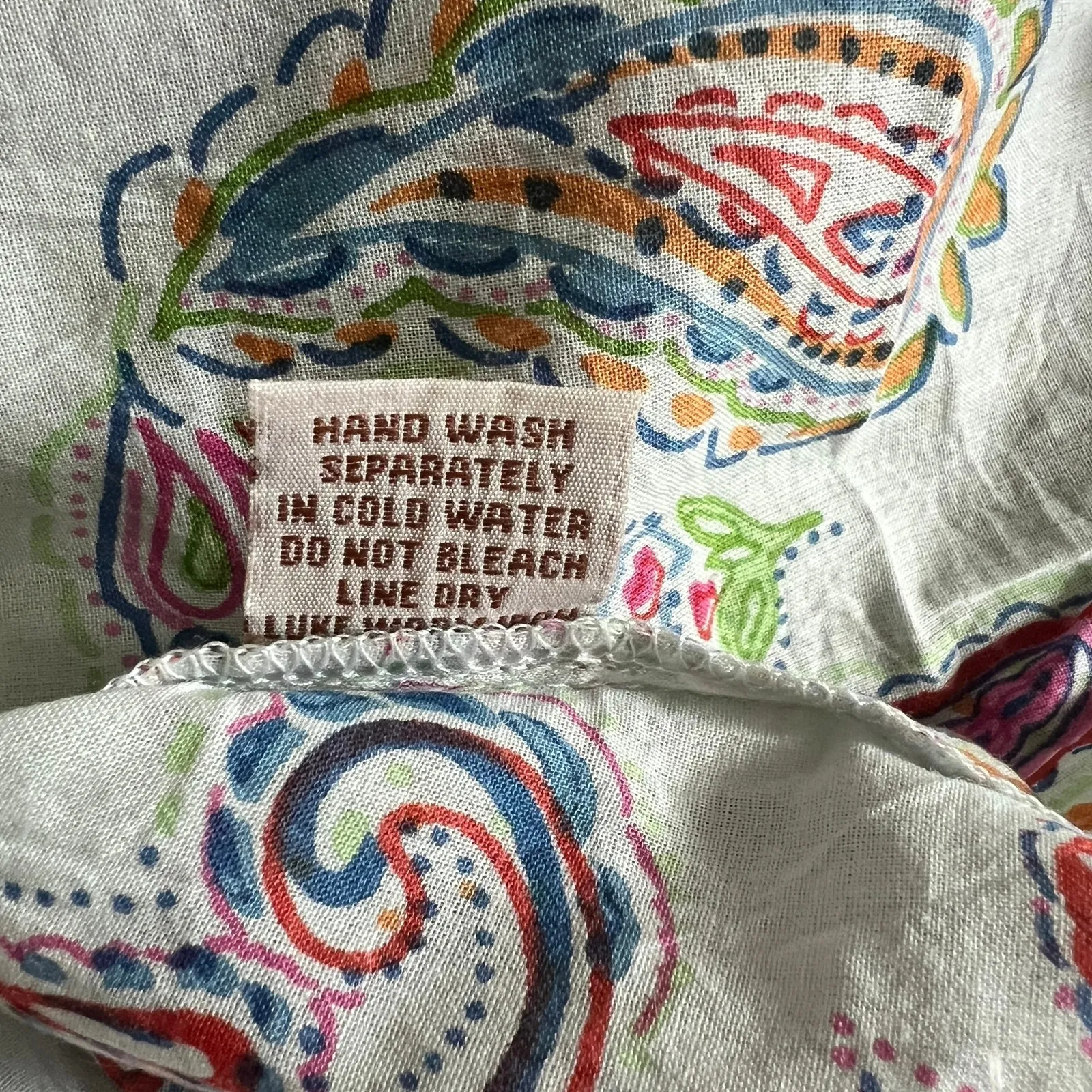 MAGAZINE Paisley Print Embroidered Blouse Sz XL Colorful Boho Chic Cottage NEW White - Image 8