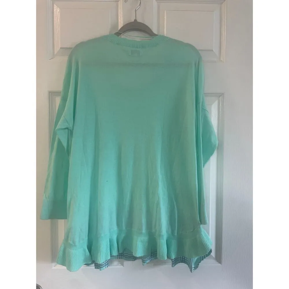 Crown & Ivy Size Large Thin Knit 3/4 Sleeve Shirttail Tiered Ruffle Sweater - Image 15