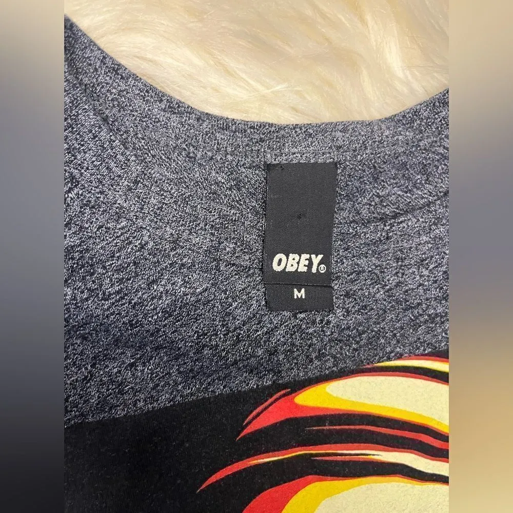 Obey Heathered Grey rise above t shirt sz Medium - Image 3