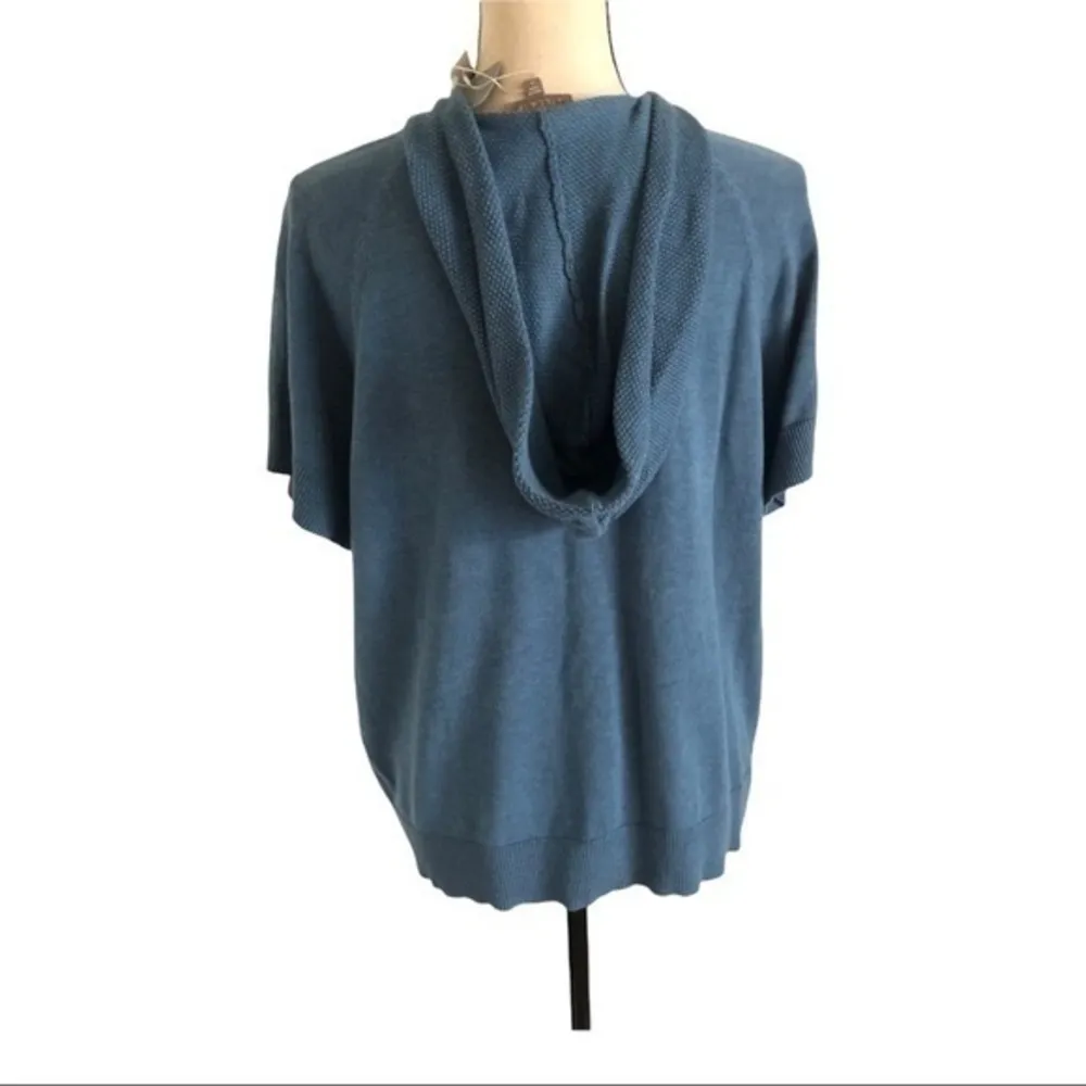 Lilla P Hooded Short Sleeve Blue Pullover Size S - Image 4