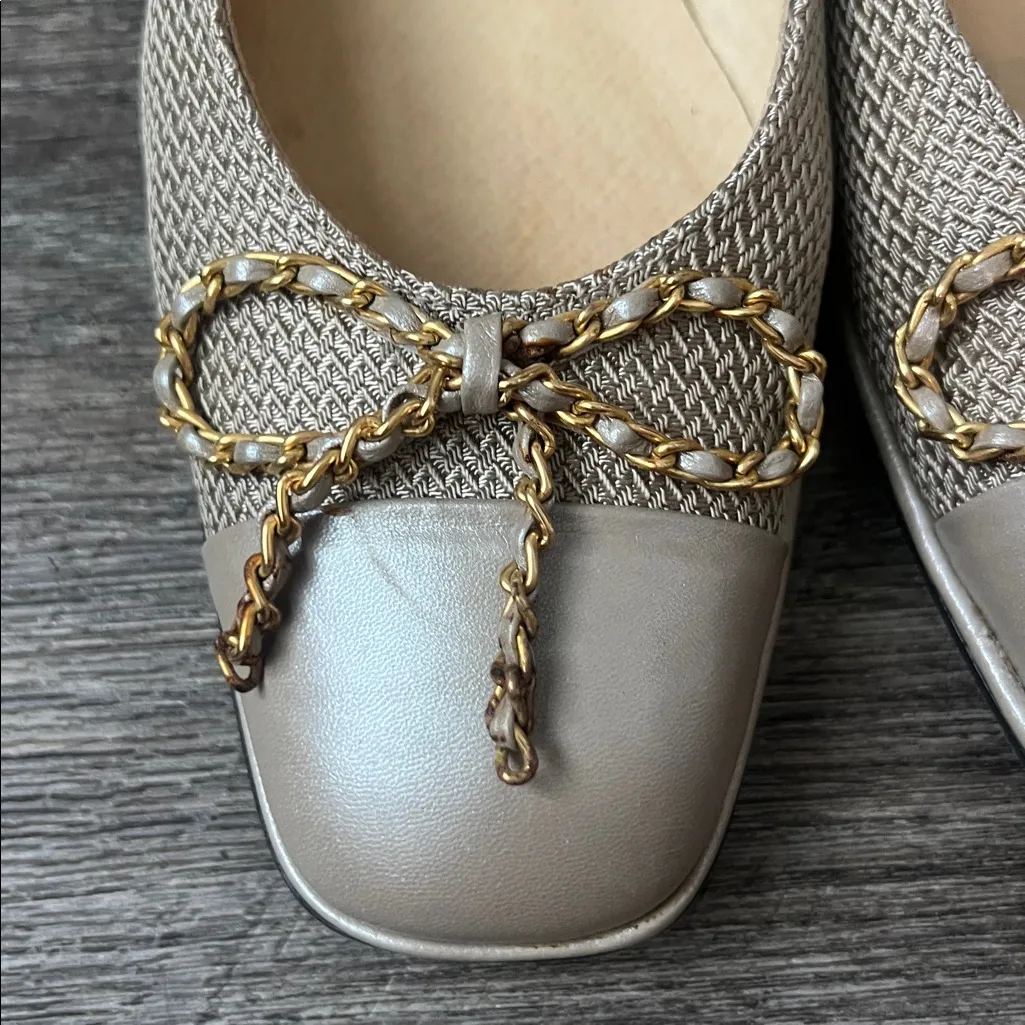 Vtg Stuart Weitzman chainel herringbone cord Ballet Flats Size 6.5W ♣️ - Image 3