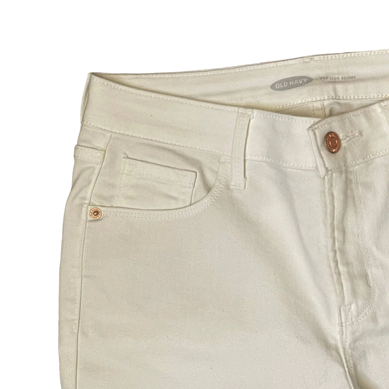 Old‎ Navy Pop Icon Skinny Jeans Women Size 28  High-Rise Stretch White Denim - Image 5