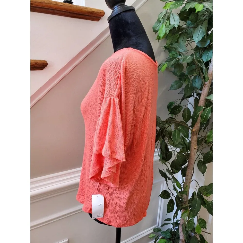 Ten Sixty Sherman Women's Coral Round Neck Half Sleeve Casual Top Blouse Size L - Image 6