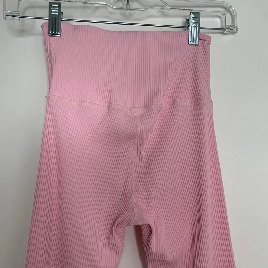 Carbon 38 Light Pink Ribbed Leggings 7/8 High Waist Womens XS - Image 6
