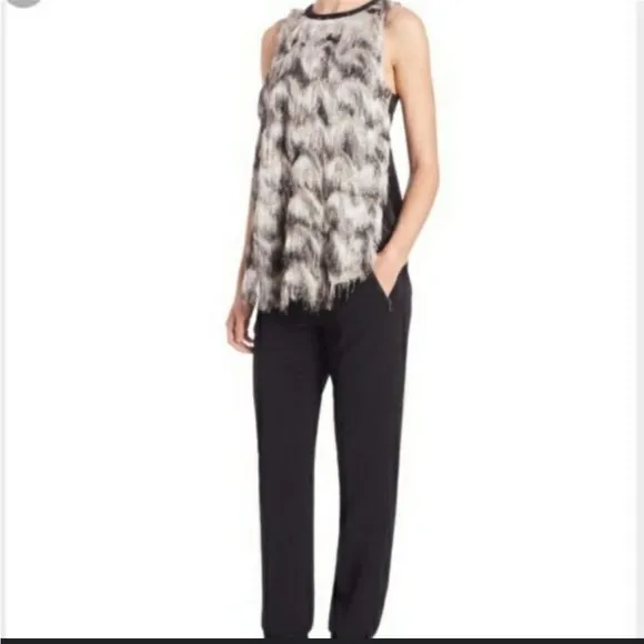 SACHIN & BABI EYELASH FRINGE SLEEVELESS TOP M - Image 2