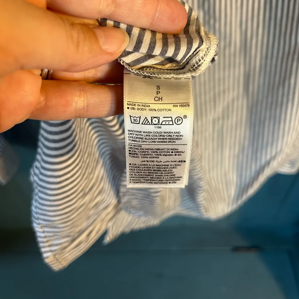 Old Navy Blue and White Striped Button Down Shirt | Women’s Size Small - Image 4