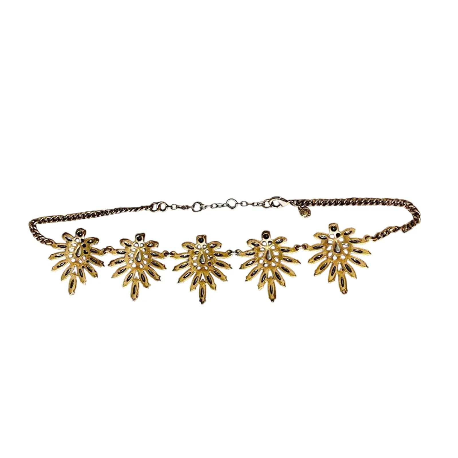 J. Crew‎ Gold Rhinestone Crystal Cluster Statement Padgent Wedding Necklace Gold - Image 5