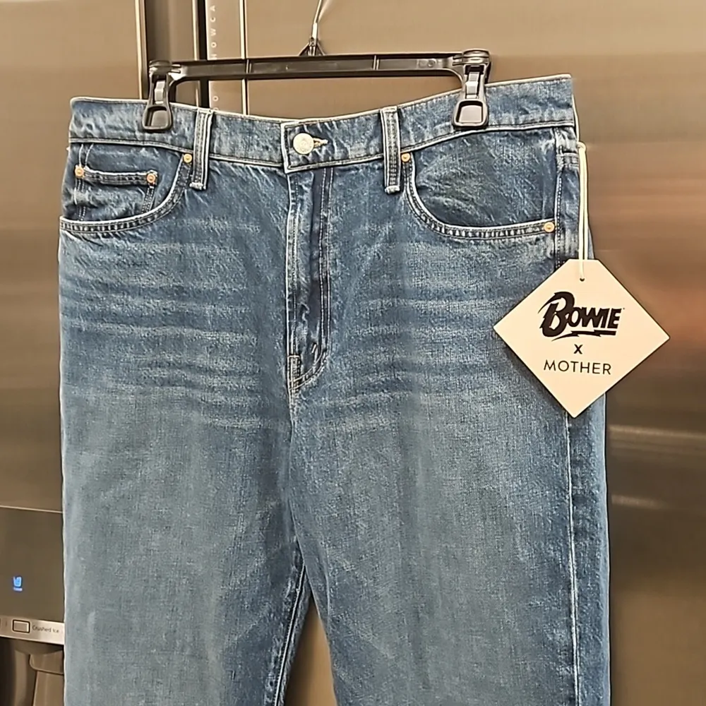 đź’•BOWIE x MOTHERđź’• The Rambler Zip Ankle Jeans ~ Under Pressure 33 NWT Blue - Image 13
