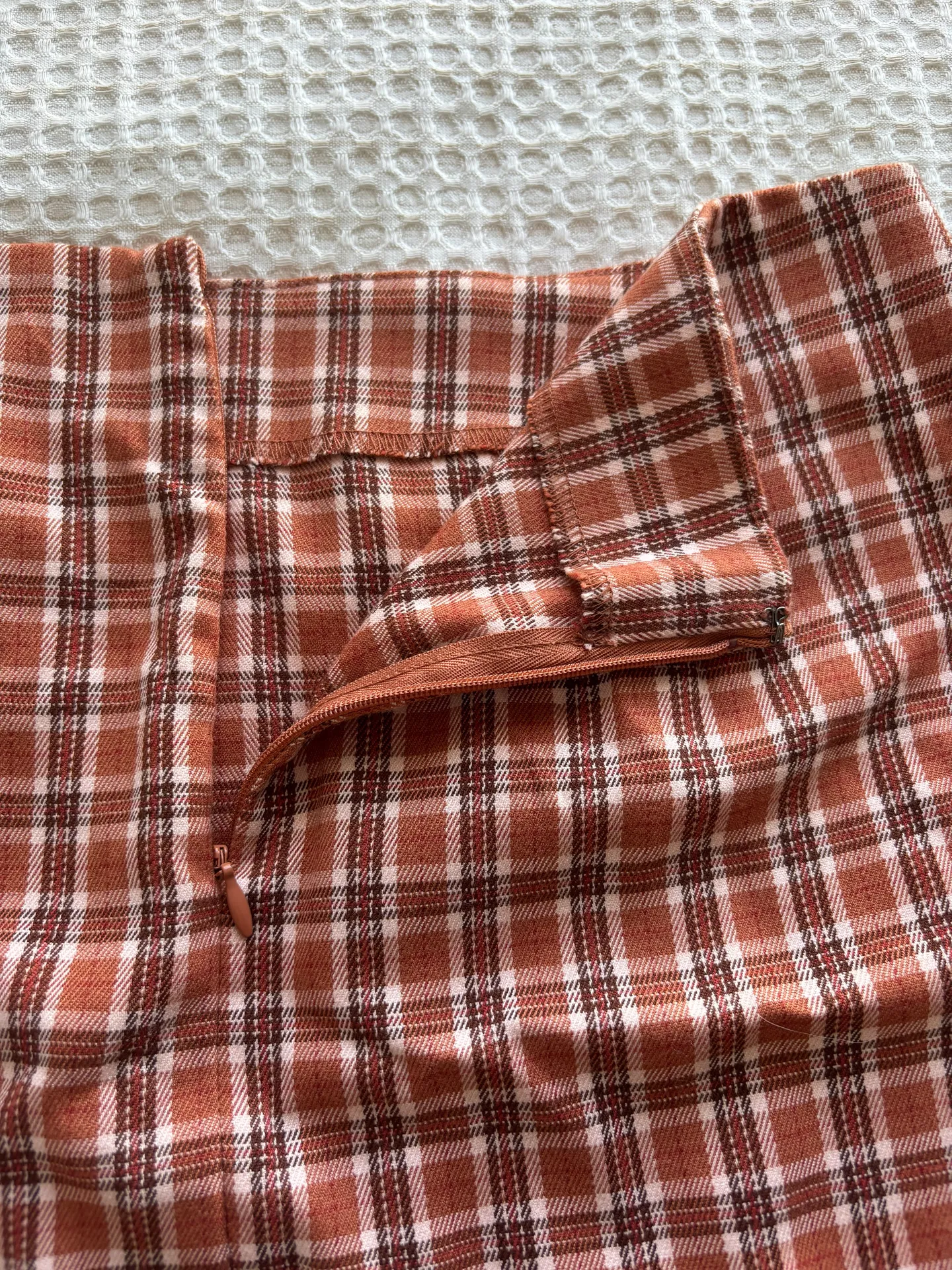 Orange Brown Plaid Skirt  - Image 5