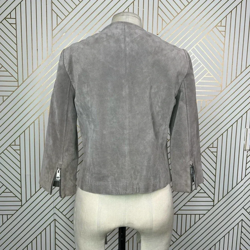 Soia + Kyo Collarless Zip Front‎ Suede Jacket Tan Brown Size US Small - Image 8