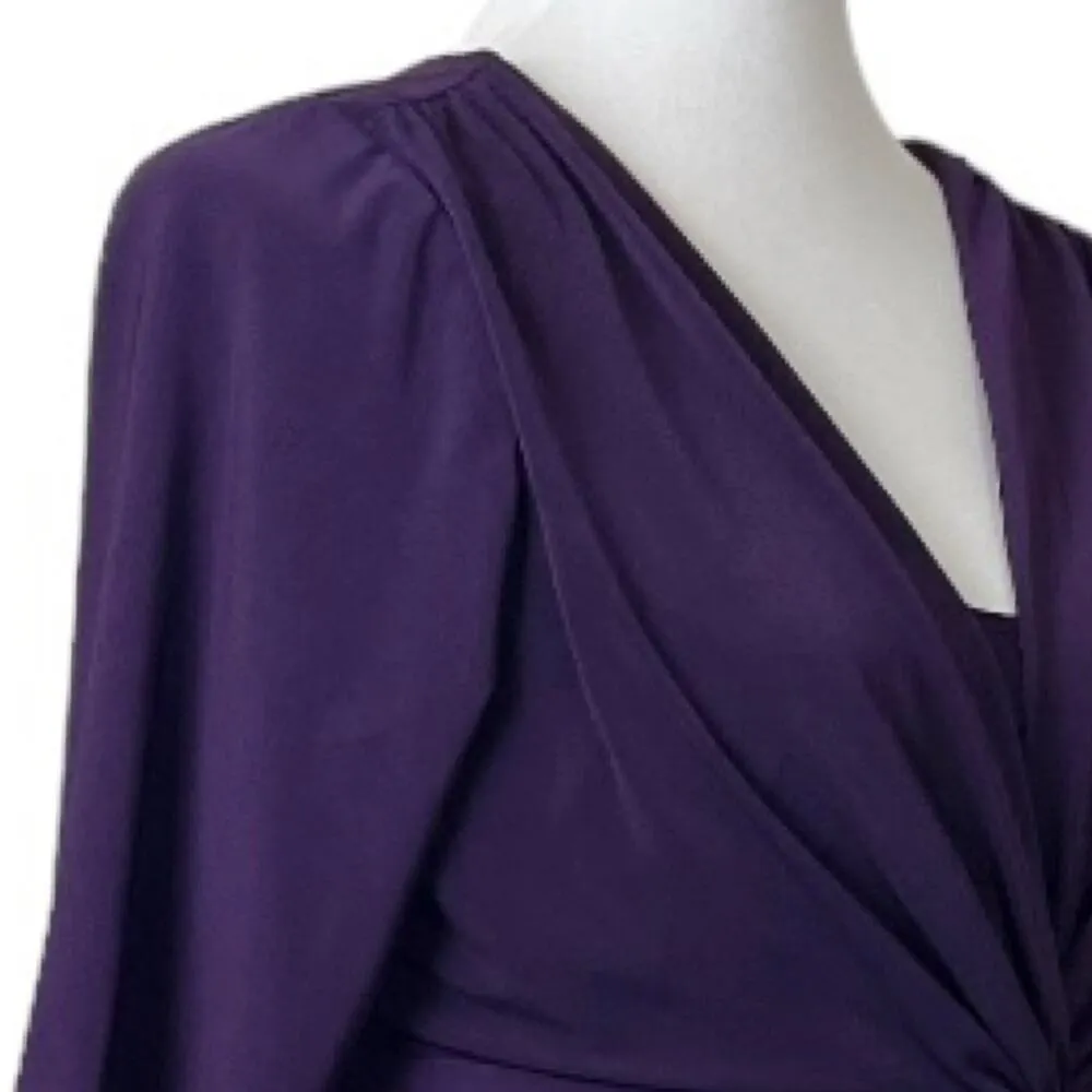 CHAPS Dress Twist Front A-line V-neck Jersey Knit Plum Purple Women’s Size XL - Image 9