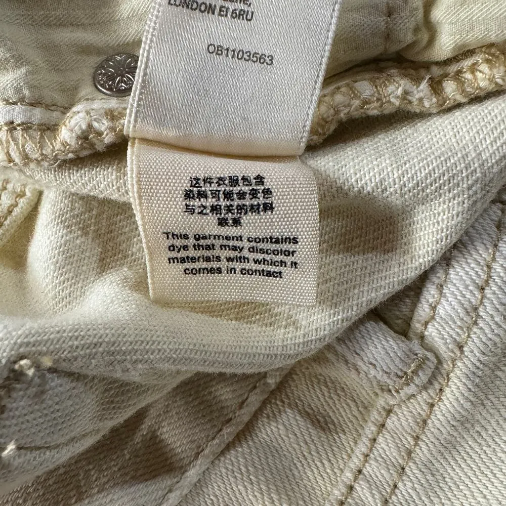 Free People SZ 28 Loving Good Vibrations Jean Shorts Button-Fly Hi-Rise Yellow - Image 12