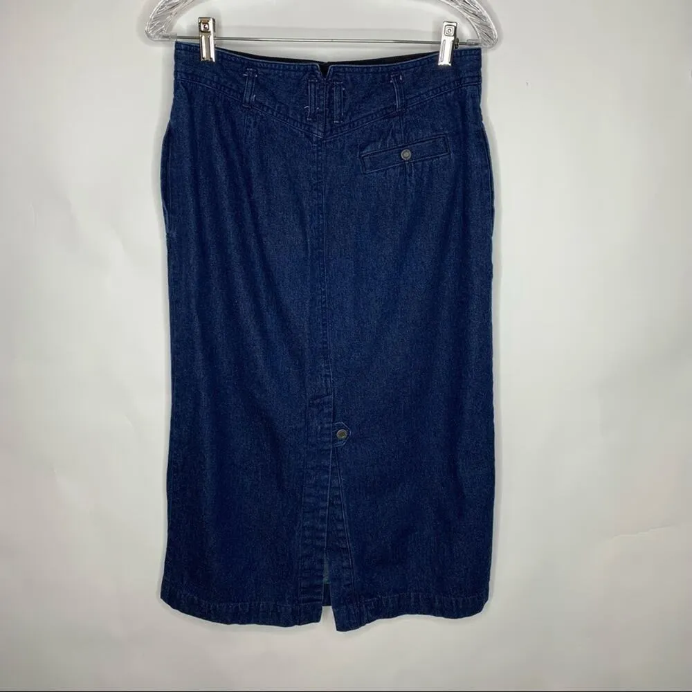 Vintage Liz Sport Denim Jean Midi Maxi Skirt 30" waist - Image 2