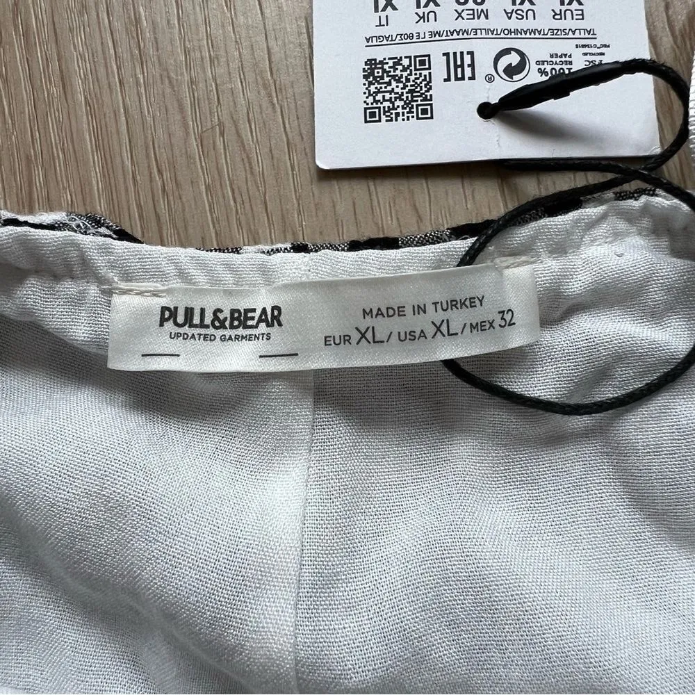 NWT Pull&Bear Black and White Gingham Strappy Mini Dress Size XL - Image 13