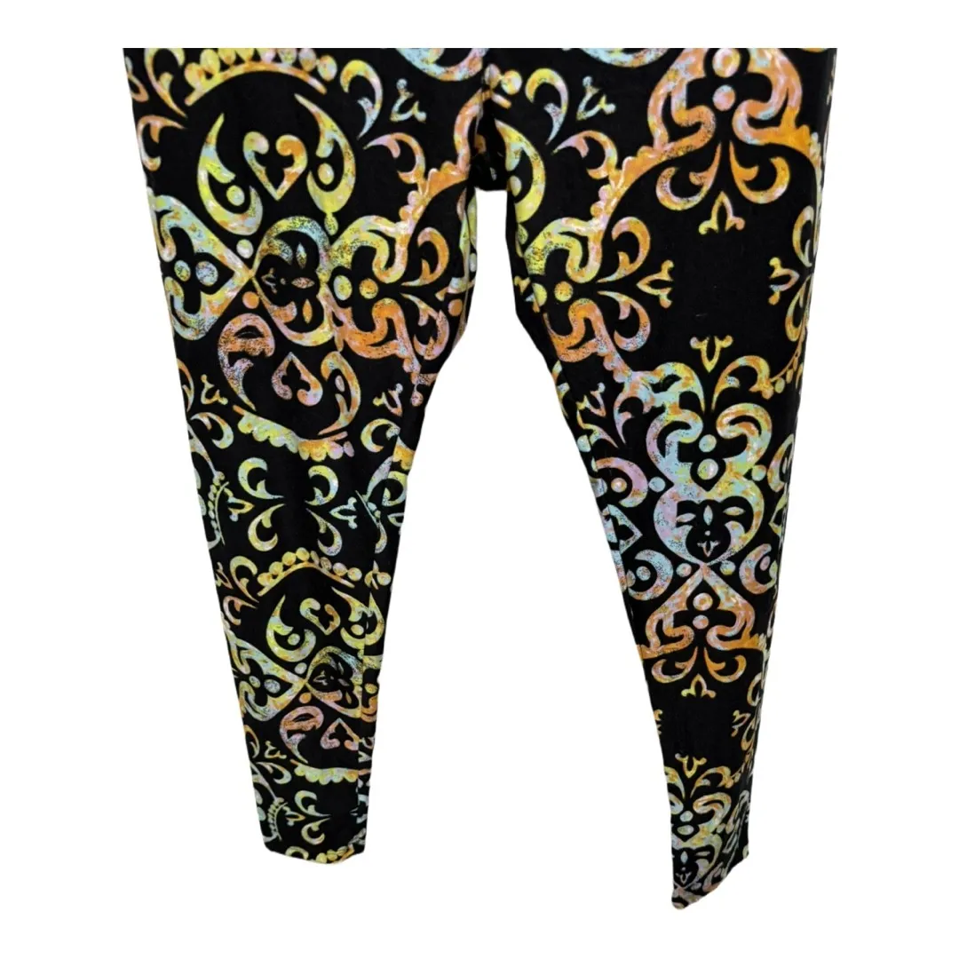 Lularoe Mosaic Rainbow Tall Curvy TC Leggings Black Soft Comfort Lounge Funky - Image 3