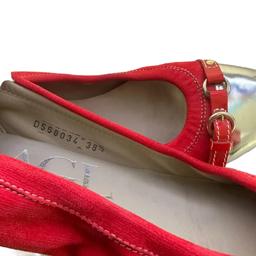 AGL Attilio Giusti Leombruni Orange Leather Flats Cap Toe Women Size 38.5 US 8.5 - Image 11