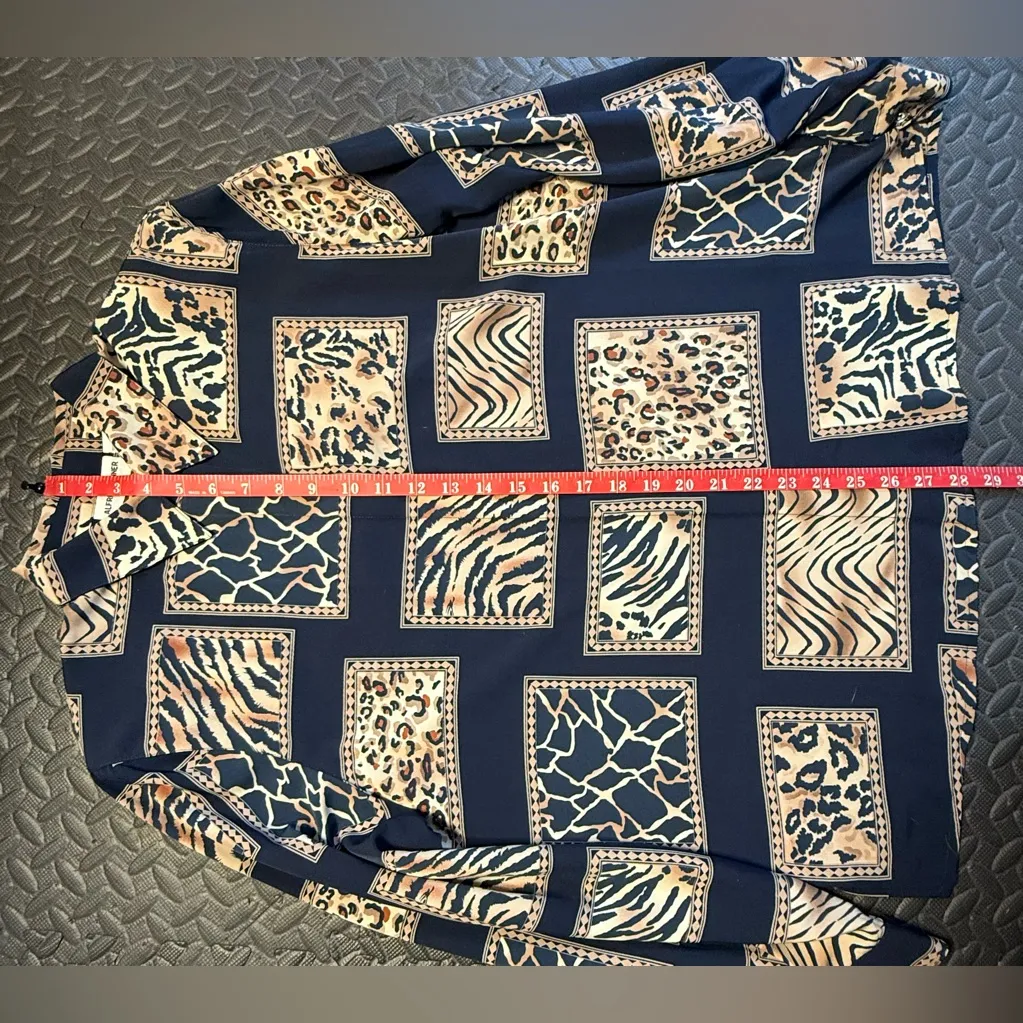 Alfred Dunner  Vintage Animal Print Button-Up Blouse Size 14 - Image 9