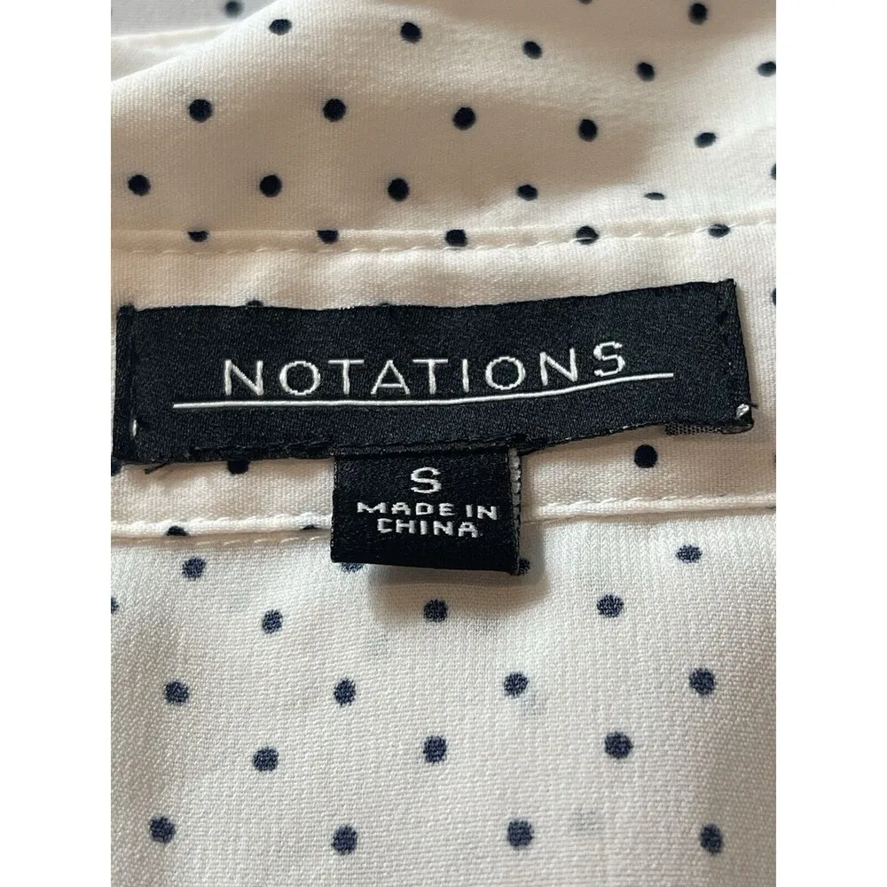 Notations Black & White Connected 2 Piece Polka Dot Button Up Top S - Image 7