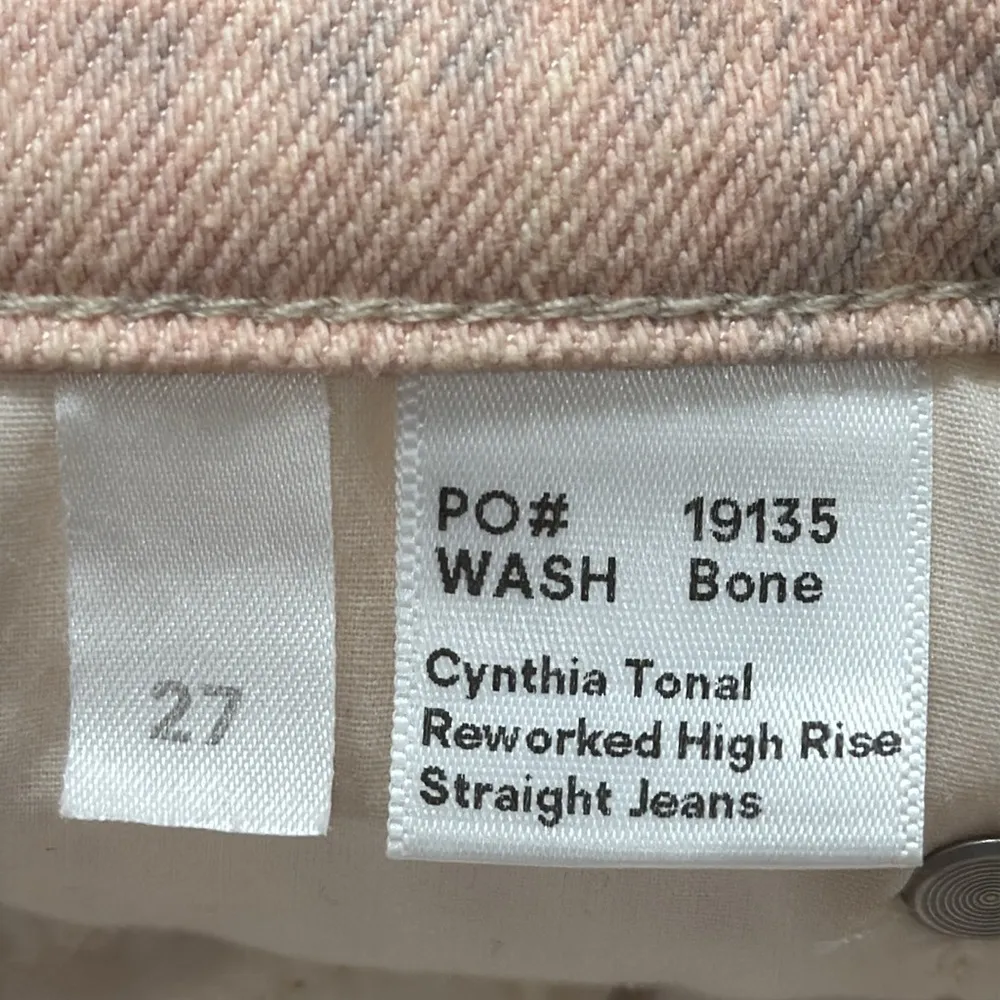 Reformation Jeans Cynthia Tonal Reworked Hi-Rise Straight Jeans Bone Wash sz 27 - Image 10