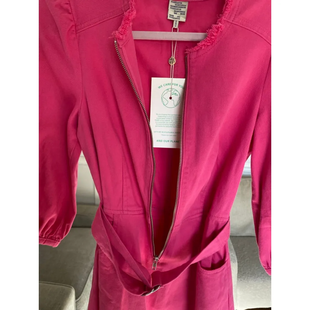 Baum Und Pferdgarten Mini Dress Pink Zip Front Belted Size 34 Barbie European - Image 4