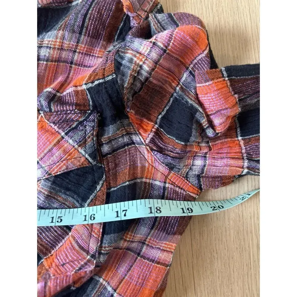 We The Free /Free People Size Small Washed Pop First Bloom Plaid Top Shirt 1346 - Image 10