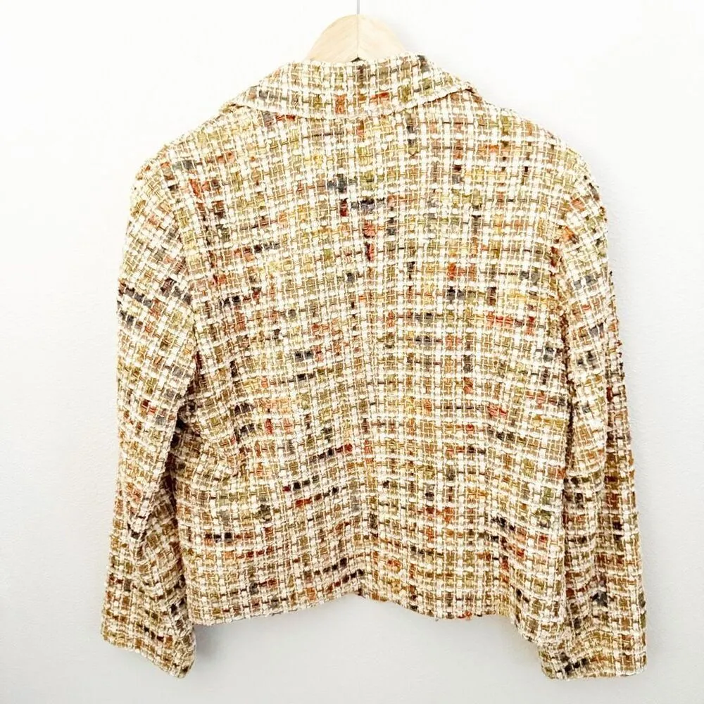 LAFAYETTE 148 NY | Petite Tweed Jacket Tan Brown Ivory Blazer Suit | Size 16 - Image 7