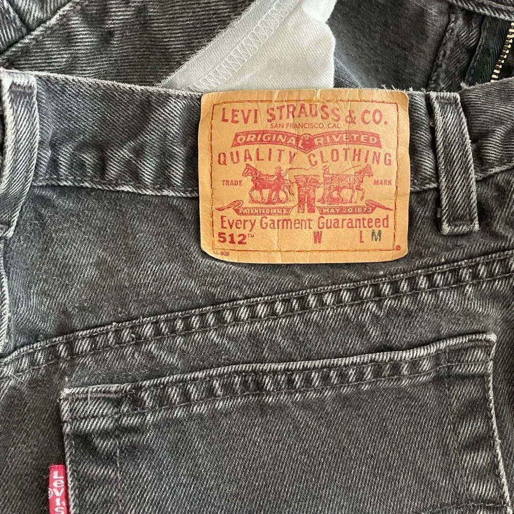 Vintage 512 Levi‘s Straight Leg Jeans High Rise Size 10 Washed Black/‎ Grey - Image 4