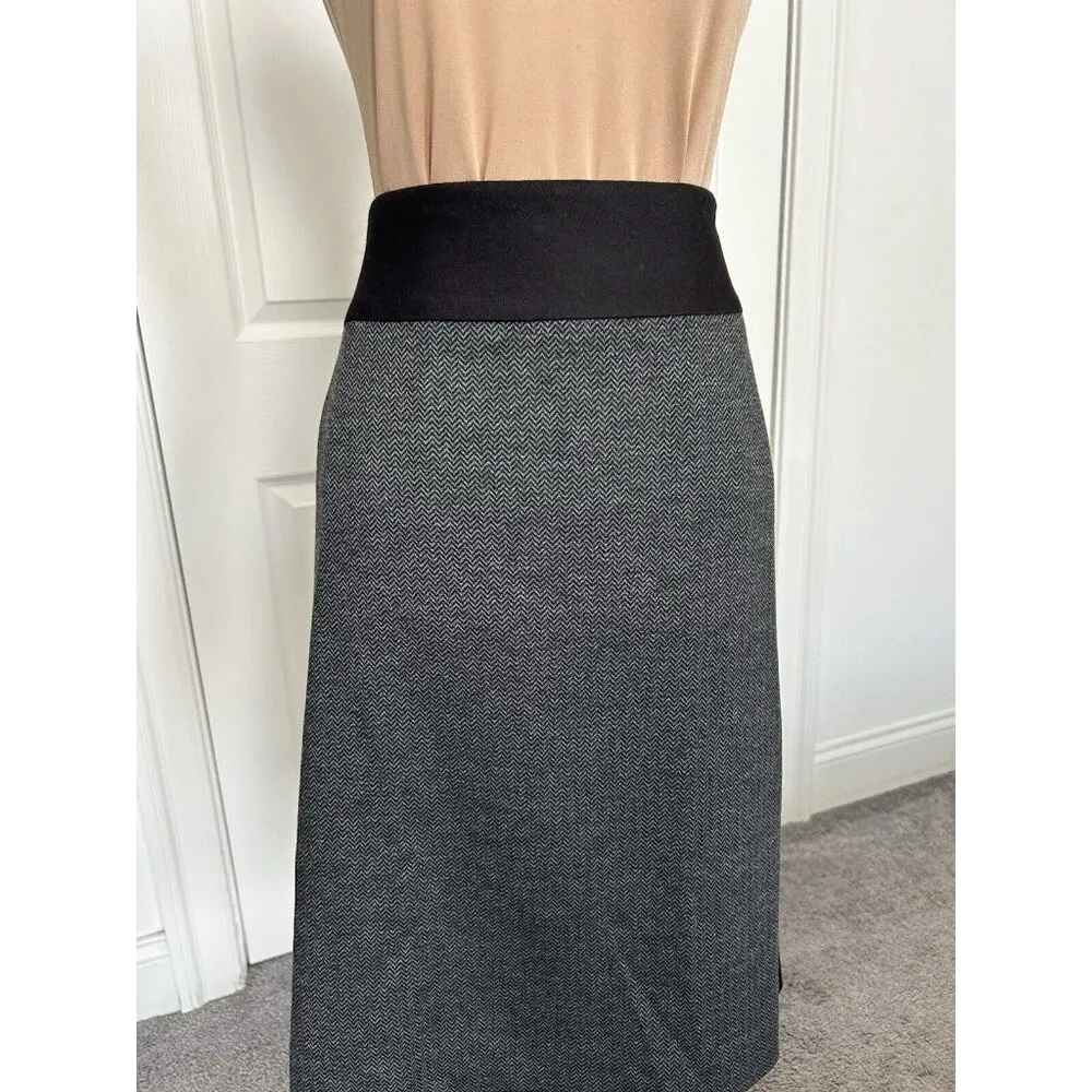 TAHARI Arthur S. Levine Black & Gray Tweed Pencil Skirt Size 14 - Image 2