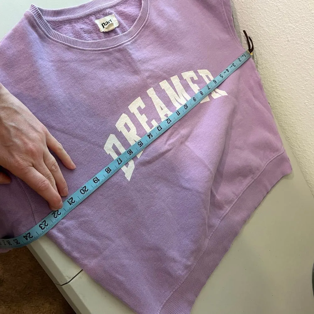 Pact Lilac Purple Boxy Organic Cotton DREAMER Crewneck Sweatshirt Size M - Image 9
