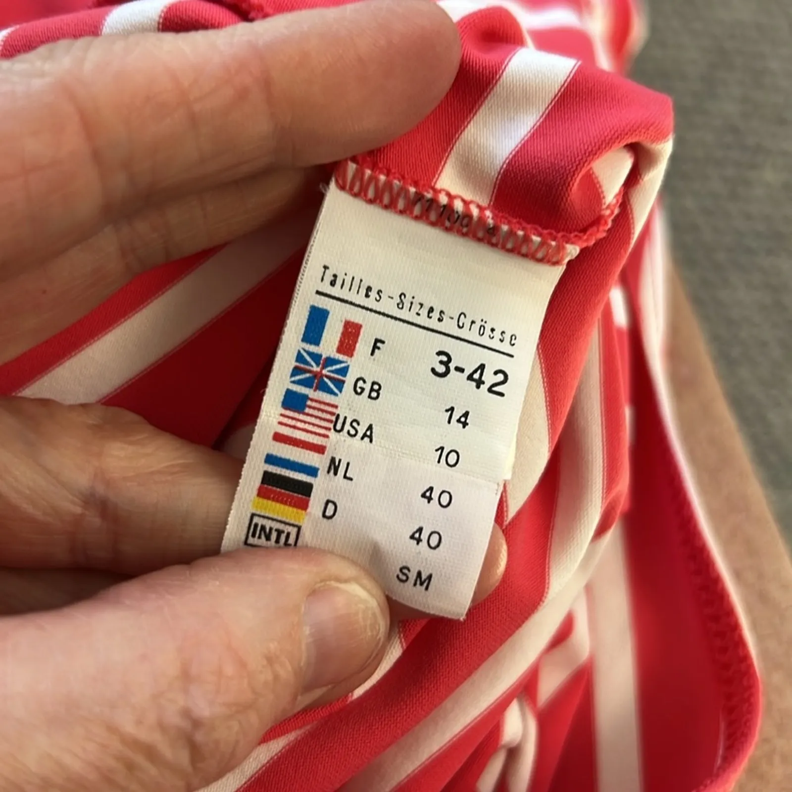 Saint James Pink and White Striped boat, neck 3/4 Sleeve casual Dress size 10 - Image 6